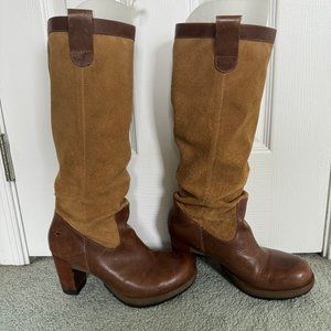 Dr Martens Boots Josie Knee High Chunky Heel brown Leather  size US 9   EU 41